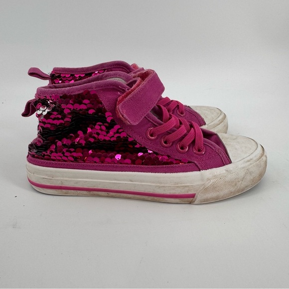 Girls Pink High Top Canvas Sneakers Sz 12 - Picture 1 of 3